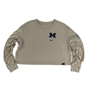 Nike University of Michigan Womens Large Varsity Go Blue Cropped Long Sleeve